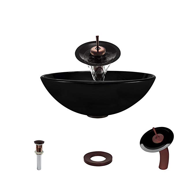 601 Black Oil Rubbed Bronze Waterfall Faucet Bathroom Ensemble