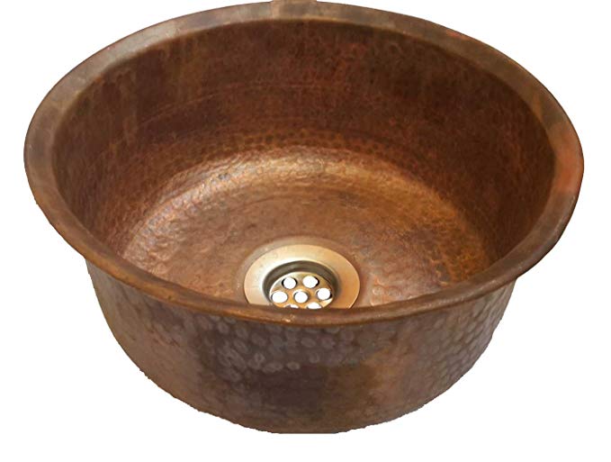 Small Pan Rustic Burnt Fired Antique Finish Copper Bathroom Sink Bowl