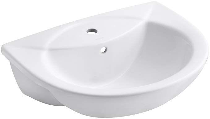 KOHLER K-11160-1-0 Odeon Single-Hole Semi-Recessed Bathroom Sink, White