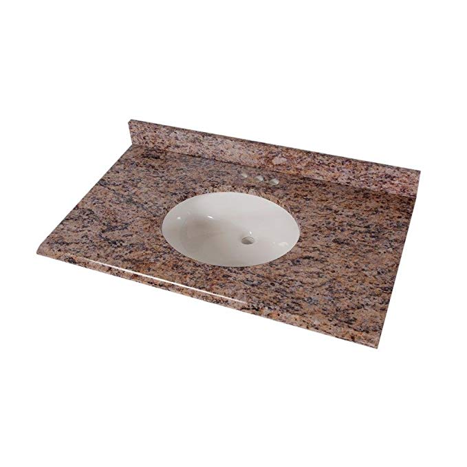 St. Paul 37 in. Stone Effects Vanity Top in Santa Cecilia with White Bowl