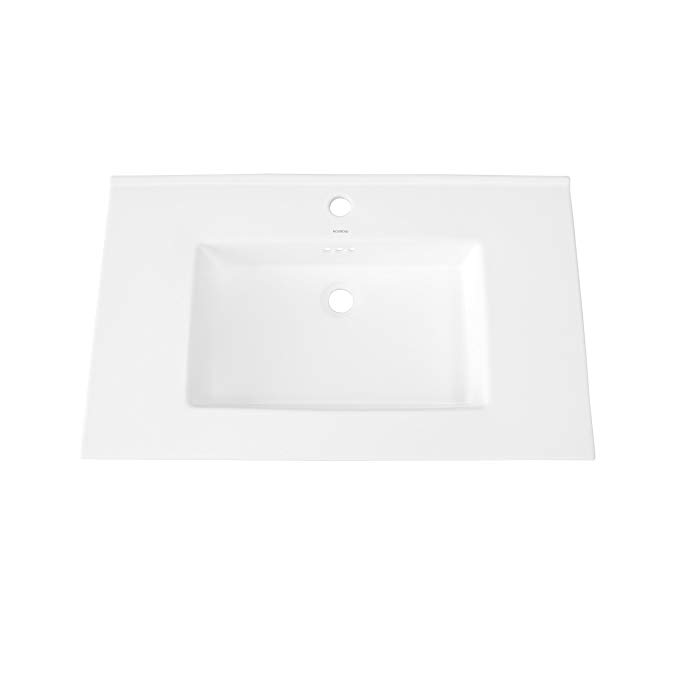 RONBOW ESSENTIALS Larisa 32 Inch Ceramic Sinktop with Single Faucet Hole in White 215532-1-WH