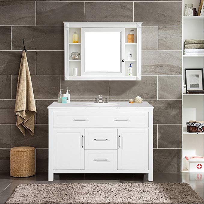 Harper&Bright Designs Bathroom Vanity with Ceramic Sink Top 47