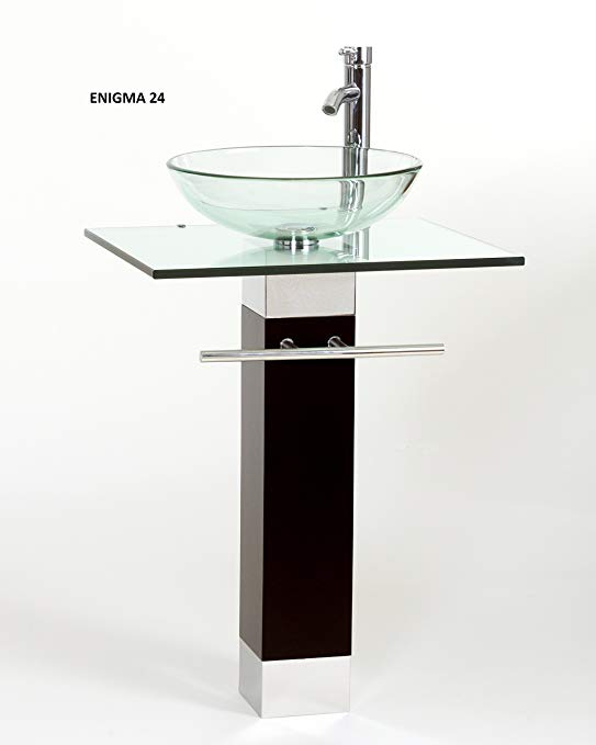 Tempered glass sink pedestal expresso color 23